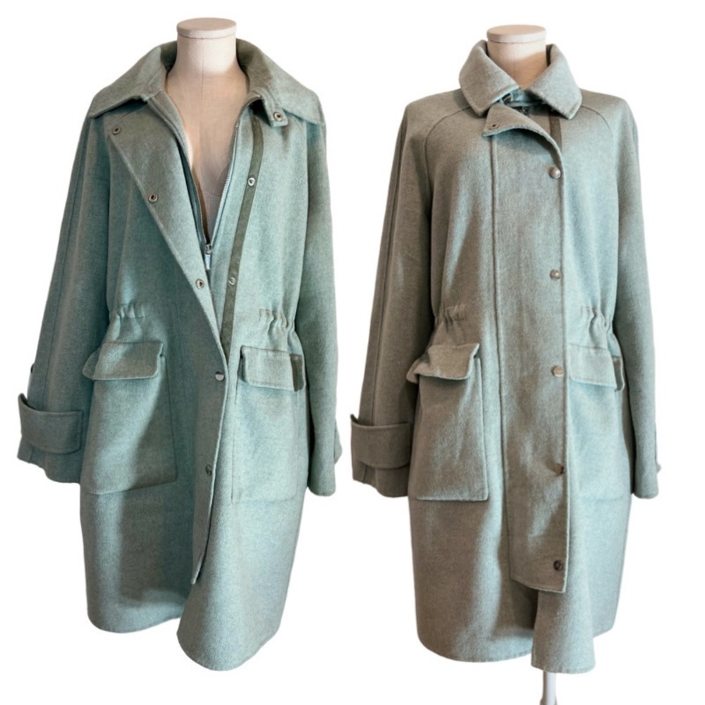 Badgley Mischka Breanne Misty Mint Wool Blend Coat with Large Pockets